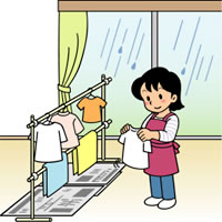 梅雨の時期の洗濯物